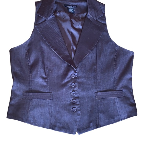 Willi Smith Brown Button Vest Women’s XL Satin Lined Tailored Dressy Career Top - Picture 5 of 11